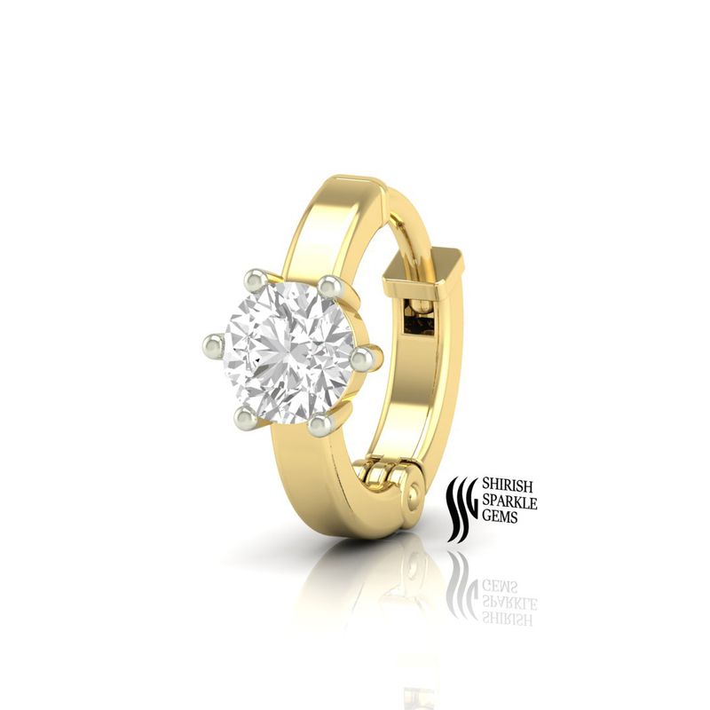 Natural Diamond Nose Ring, Solitaire Diamond Hinged Clicker, Real Gold Round Diamond Nose Hoop, Luxury Piercing Jewelry Gift for Her