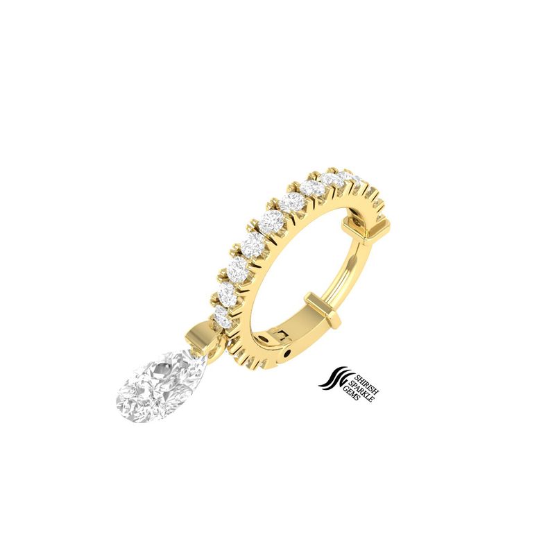 Pear-Cut & Radiant Diamond Dangle Clicker Piercing Jewelry