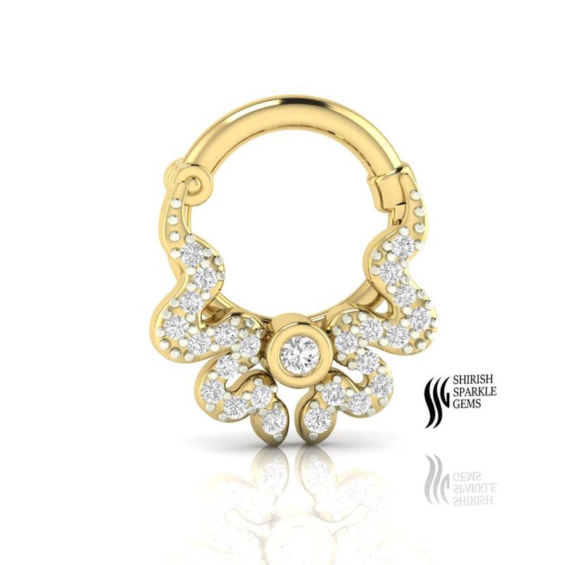 Gold Butterfly Diamond Septum Clicker - Real Diamond Filigree Nose Ring Hoop - Art Deco Daith Piercing - Unique Luxury Jewelry Gift for Her