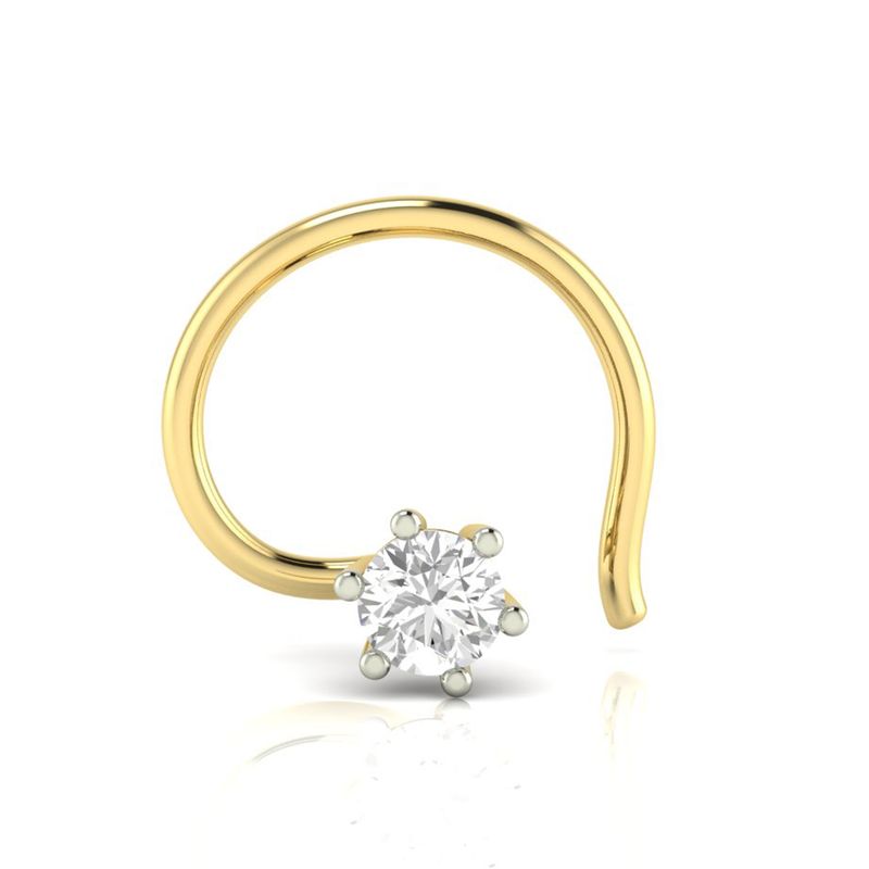 Gold Diamond Nose Pin, Genuine Diamond Solitaire Nose Stud, 14k Gold Nose Screw, Minimalist Piercing Jewelry, April Birthstone Gift for Her