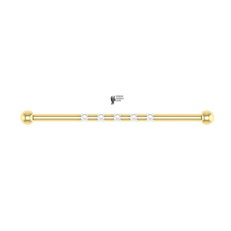 Natural Diamond Industrial Piercing - Hand-Textured Bar - Elite Collection Fine Body Jewelry