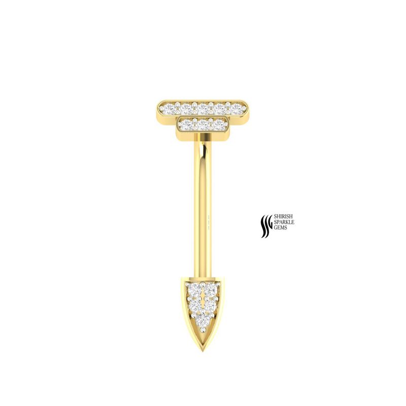 Gold Diamond Leaf Belly Button Ring - Nature Inspired Navel Piercing