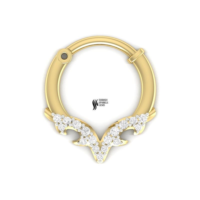 Diamond V-Shape Septum Clicker, Real Diamond Chevron Nose Ring,