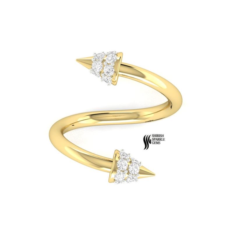 Diamond Spike Lip Ring, Real Gold Spiral Twister Piercing, Jewelry