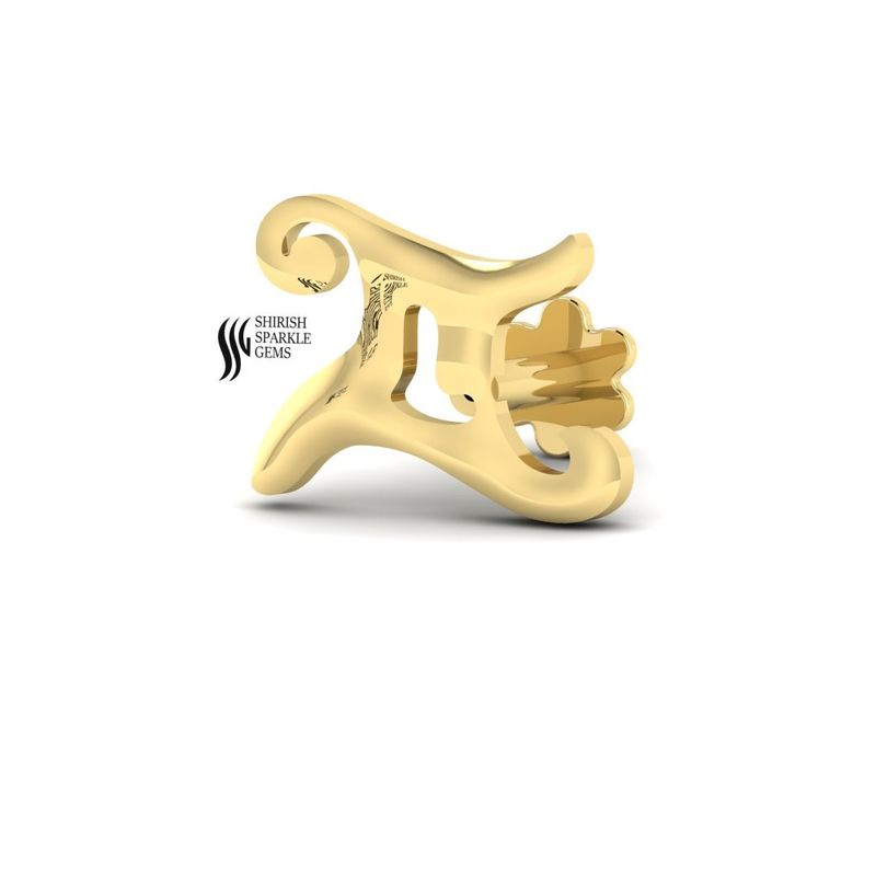 Gemini Zodiac Nose Stud in 14K Solid Gold, Astrology Symbol Nostril Piercing,