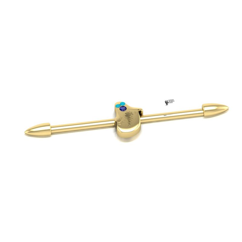 Turquoise & Blue Sapphire Industrial Barbell, Hamsa Hand Scaffold Piercing,