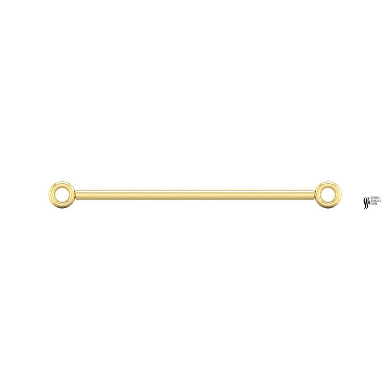 Solid Gold Industrial Barbell 35mm 14G, Minimalist Scaffold Cartilage Piercing Bar, Straight Industrial Ear Jewelry
