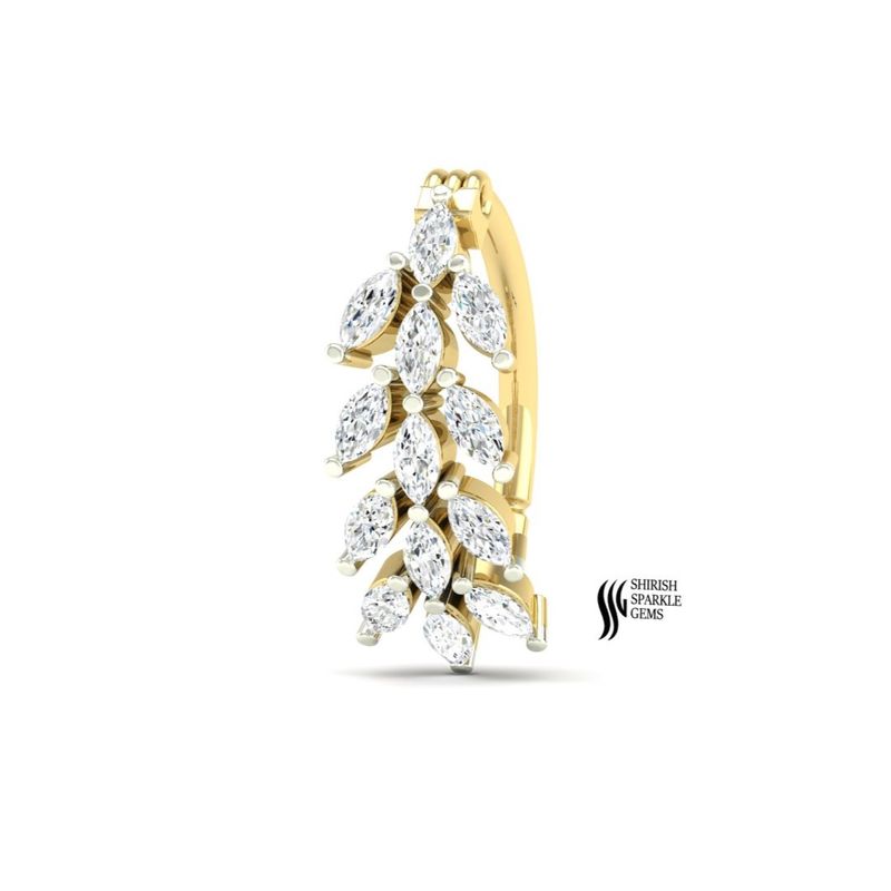 Lab Grown Diamond Belly Button Ring | Marquise Diamond Cluster Leaf Navel Piercing