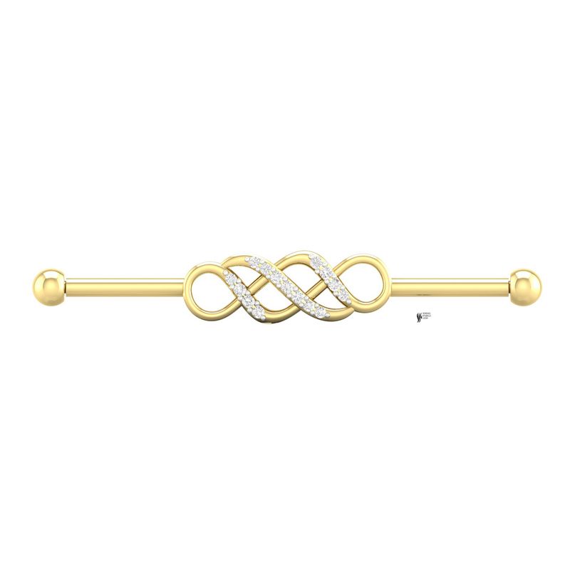 Lab Diamond Industrial Barbell, 14K Solid Gold Helix Scaffold Piercing