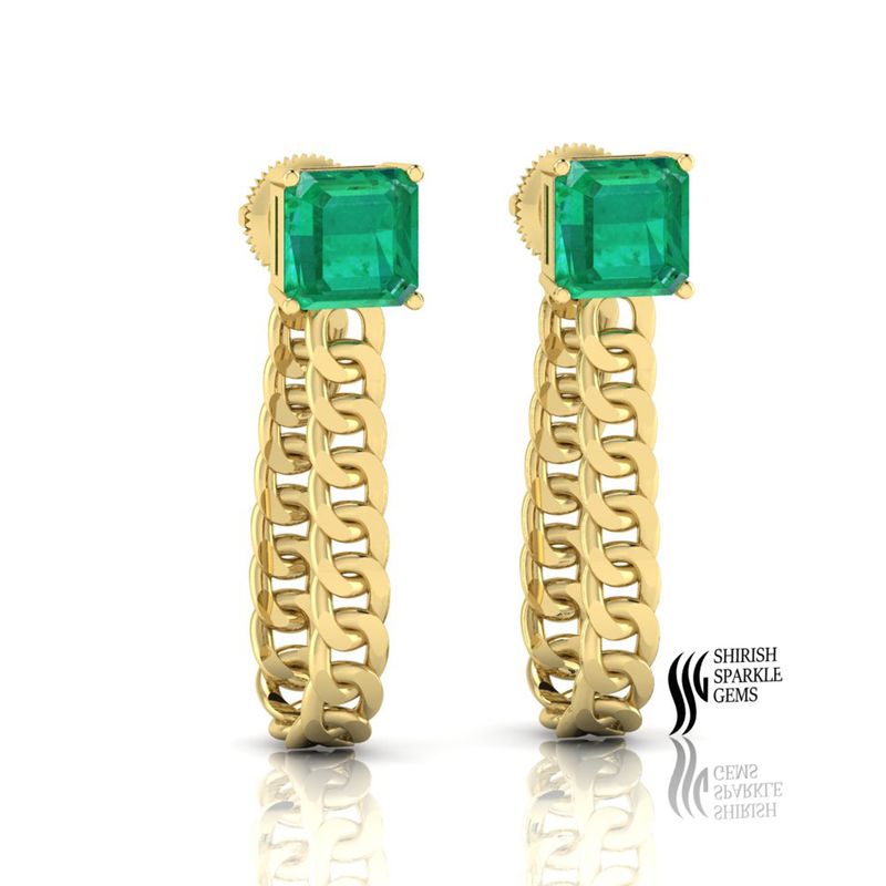 Statement Emerald Gold Earrings â Luxury Gift for Women