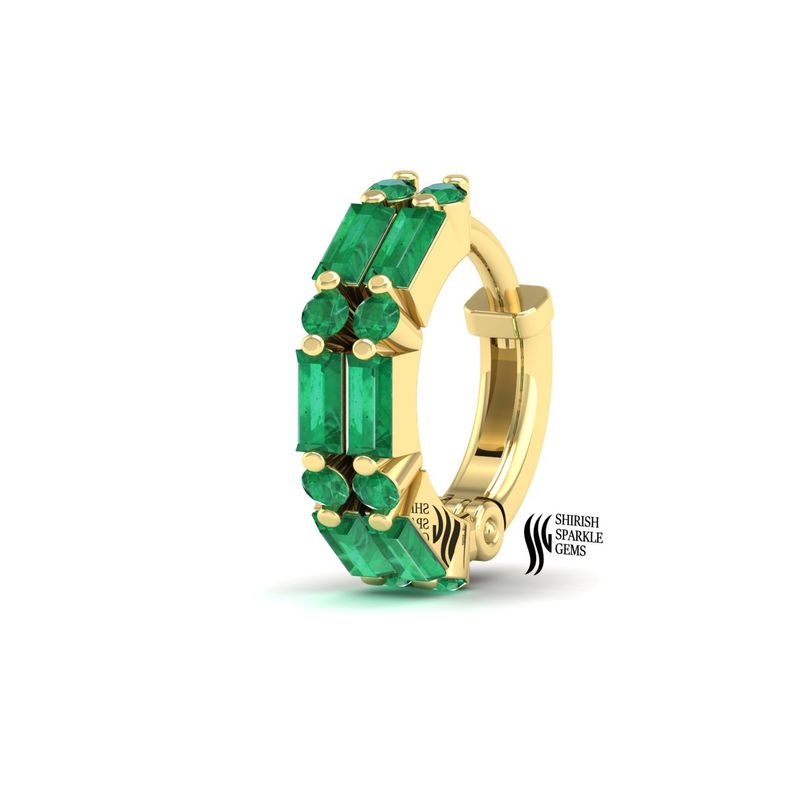 Emerald Gold Nose Ring â Dainty Solid Gold Green Gemstone Piercing Jewelry