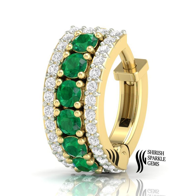 Luxury Solid Gold Emerald & Diamond Double Halo Nose Ring â Elegant Jewelry Gift for Her