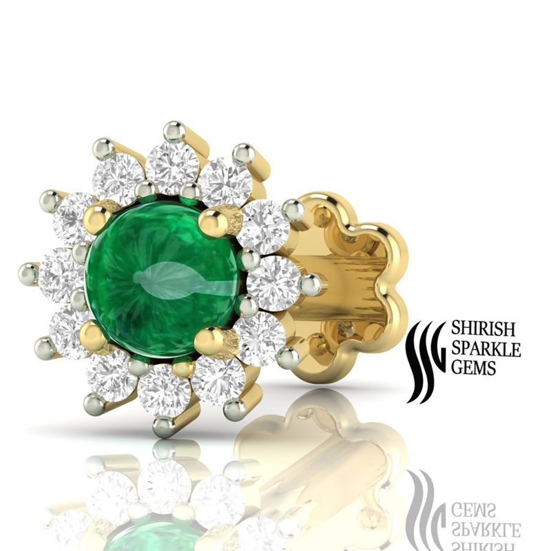 Elegant Solid Gold Emerald & Diamond Floral Nose Stud â Luxury Jewelry Gift for Her