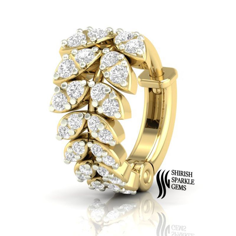 Elegant Solid Gold Diamond Leaf Cluster Nose Ring â Luxury Jewelry Gift for Her