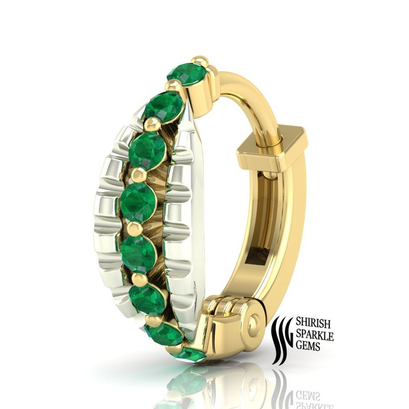 Elegant Solid Gold Emerald Half Eternity Hoop Nose Ring â Luxury Jewelry Gift for Her