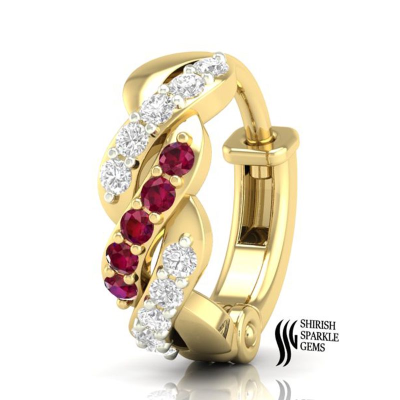 Elegant Solid Gold Ruby & Diamond Twist Nose Ring â Luxury Jewelry Gift for Her