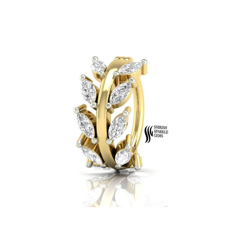 Leaf - Cut Diamond Unique Mirror Style Huggie Nose Clicker