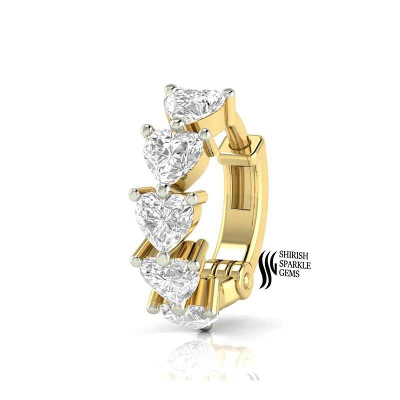 A Romantic Multi-Heart Shape Diamond Huggie Nose stud