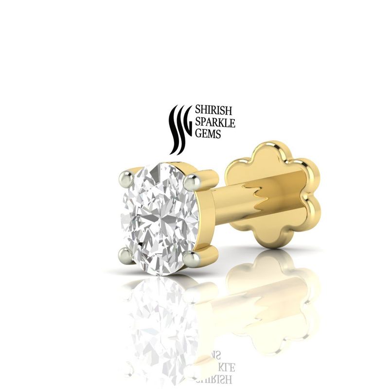 Oval-Cut Diamond Solitaire Classic Nose Stud Pin Gift for her