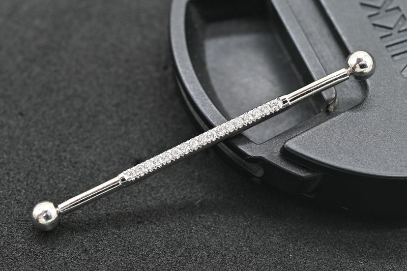 Solid Gold Diamond PavÃ© Industrial Barbell â Natural Diamond Scaffold Piercing