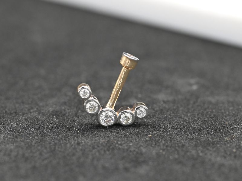 The Celestial Arch: Solid Gold Bezel-Set Natural Diamond Ear Climber Stud